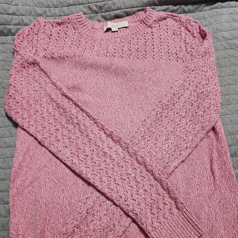 LOFT Sweater, Pink Marled, size M